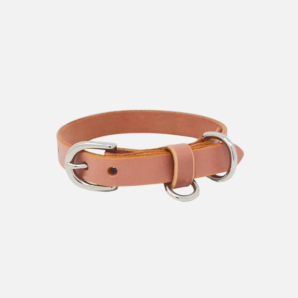 Last State Leather - X Small Leather Collar - Blush/Nickel